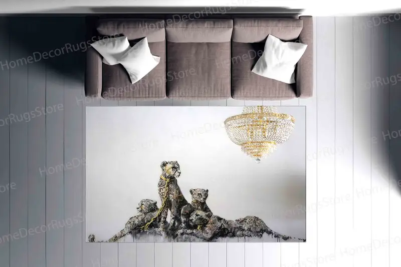 ヒョウ柄プリントラグ：動物をモチーフにしたモダンな室内装飾