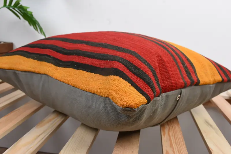 Bolster Cushion, Boho Pillow Sham Cover, Cushion Cover, 20x20 Red Pillow, Interior Designer Pillow, Yoga Cushion Case, Gift Pillow - 6