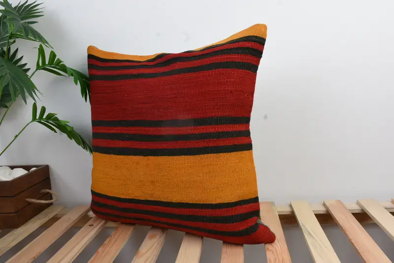 Bolster Cushion, Boho Pillow Sham Cover, Cushion Cover, 20x20 Red Pillow, Interior Designer Pillow, Yoga Cushion Case, Gift Pillow - 4