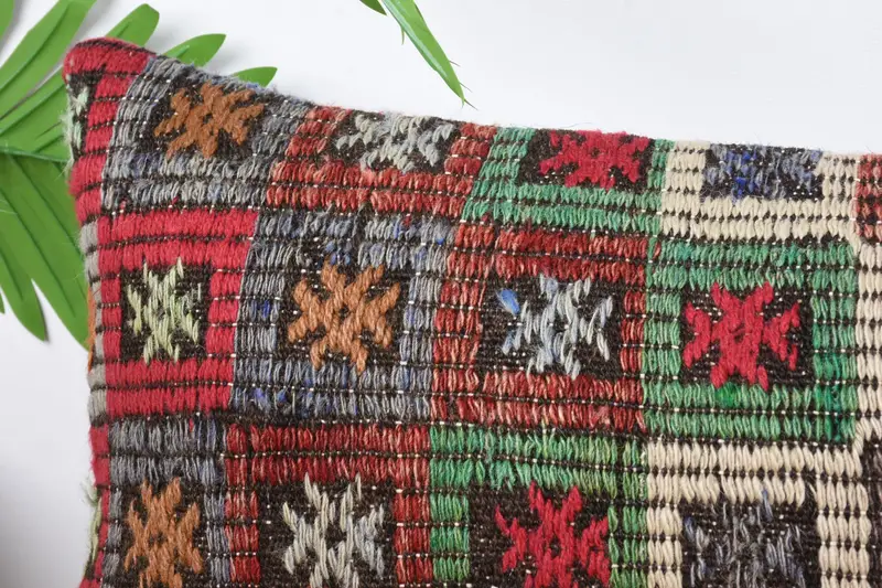 Outdoor Patio Pillow, Antique Pillows, Turkish Pillow, Comfy Throw Cushion Case, Turkish Kilim Pillow, Cushion, 12x36 Green Pillow Sham - 2