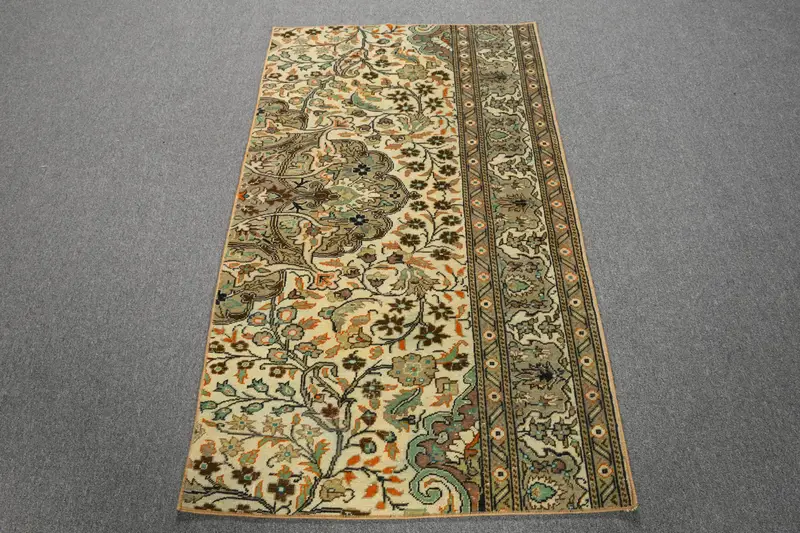 2.8x4.9 ft Turkish Rug, Vintage Small Rug, Brown Abstract Wool Rug - 1
