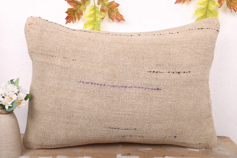 16x24 Beige Pillow Case, Antique Pillows, Cushion Cover, Pet Pillow Cover, Turkish Kilim Pillow, Kilim Pillow Cover, Anatolian Pillow Sham - 2
