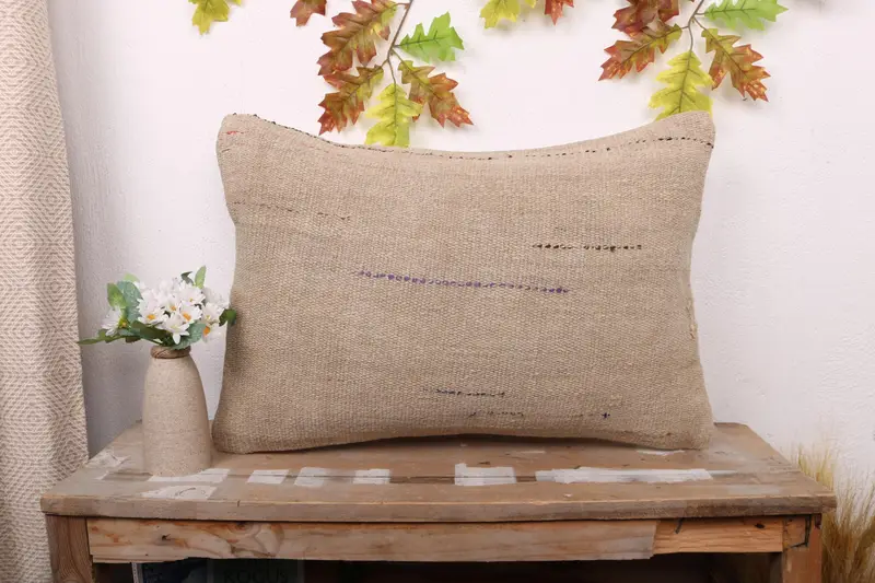 16x24 Beige Pillow Case, Antique Pillows, Cushion Cover, Pet Pillow Cover, Turkish Kilim Pillow, Kilim Pillow Cover, Anatolian Pillow Sham - 1
