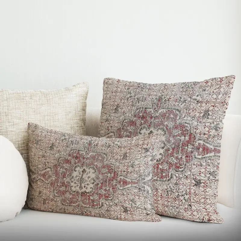 Red Ethnic Farmhouse Printed Pillow: Chic Home Decor Accent