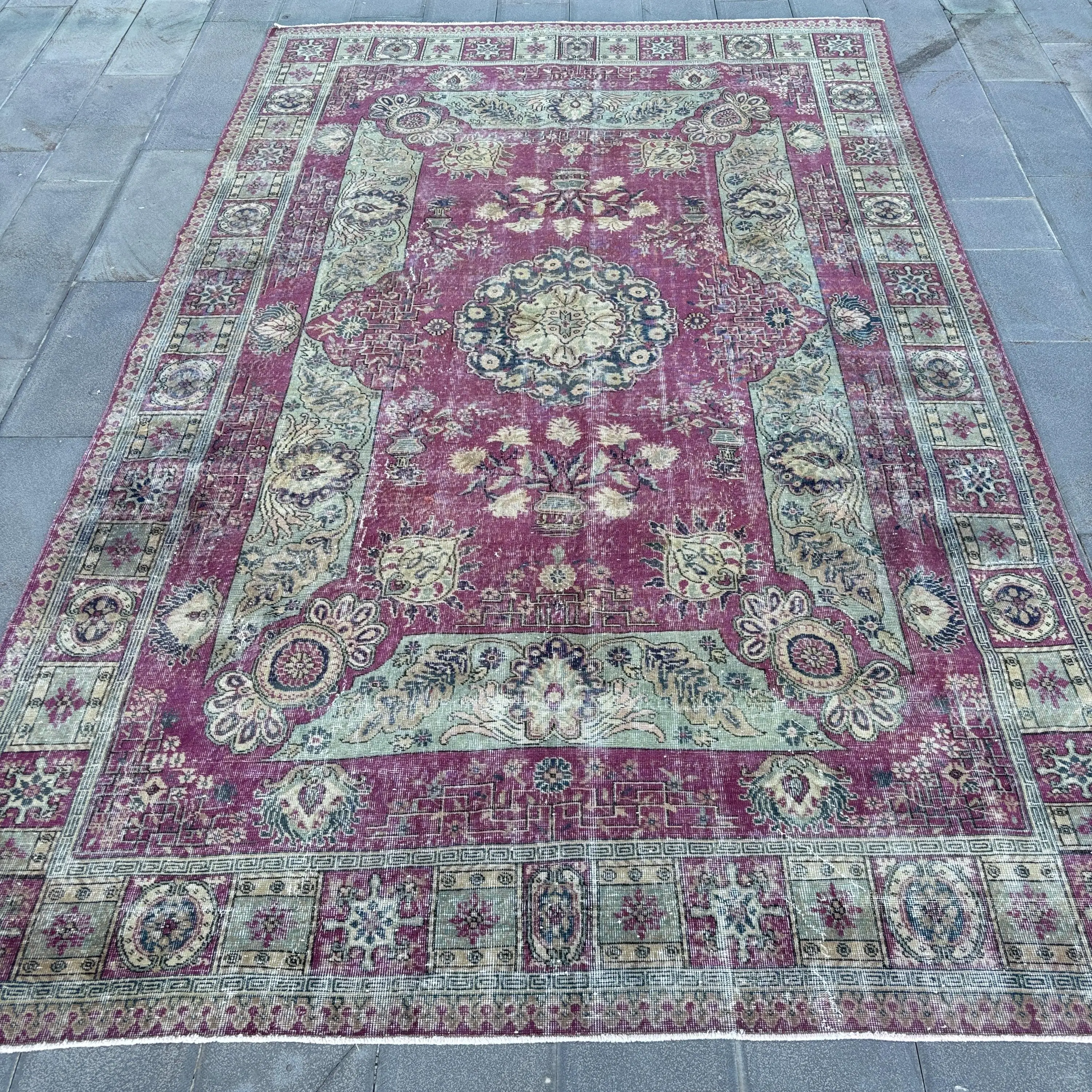Turkish Oversize Rug, 8x13 ft Vintage Rug, Red Wool Rug - 1