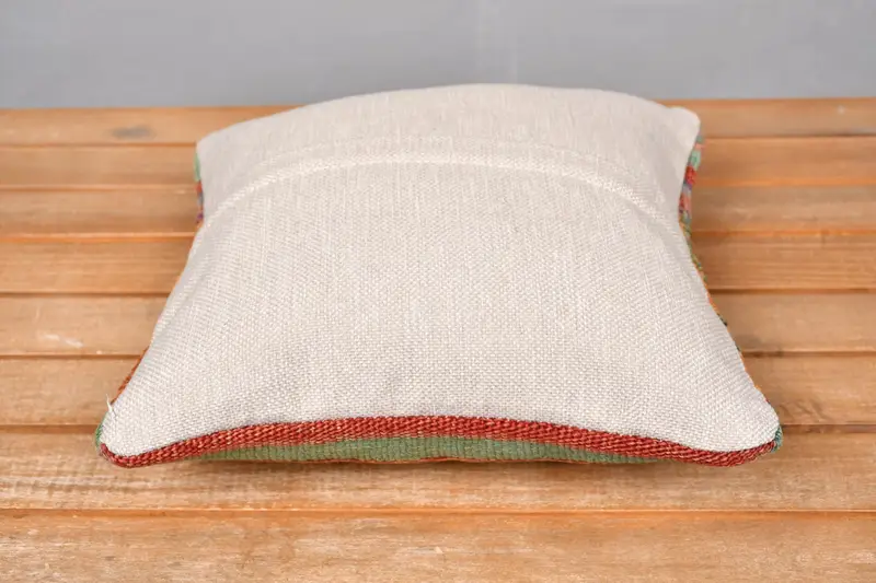 Throw Kilim Pillow, Bolster Pillow Case, Lounge Throw Pillow Cover, Kilim Pillow Cover, Boho Pillow, 12x12 Orange Cushion, Pillow Sham - 5