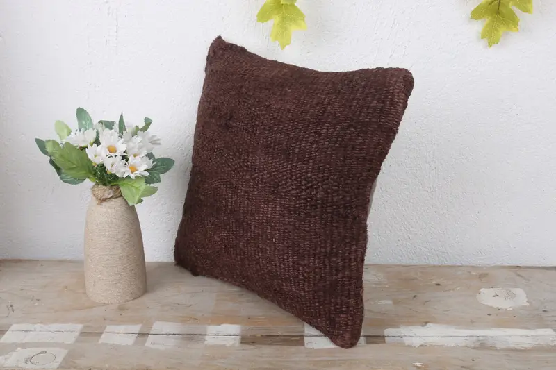 Cushion Case, Home Decor Pillow, 12x12 Brown Cushion, Boho Pillow Sham Cover, Ethnic Throw Pillow Case, Decorative Pillow, Kilim Pillow Cover - 4