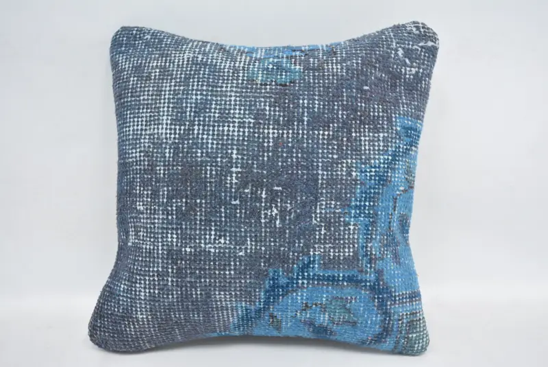 12x12 Blue Pillow Case, Pillow Case, Kilim Pillow, Pillow for Couch, Throw Kilim Pillow, Handmade Rug Seat Pillow Case - 1