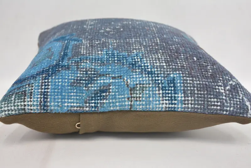 12x12 Blue Pillow Case, Pillow Case, Kilim Pillow, Pillow for Couch, Throw Kilim Pillow, Handmade Rug Seat Pillow Case - 5