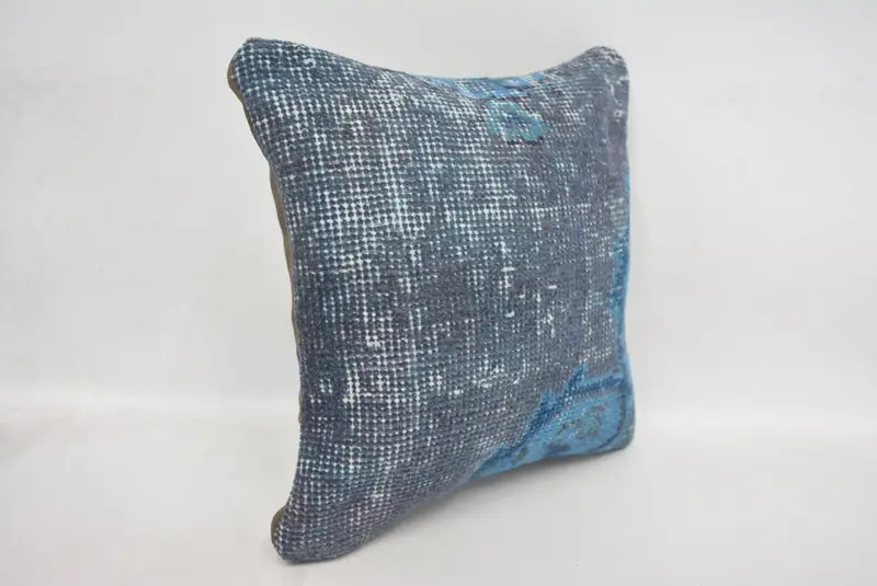12x12 Blue Pillow Case, Pillow Case, Kilim Pillow, Pillow for Couch, Throw Kilim Pillow, Handmade Rug Seat Pillow Case - 3