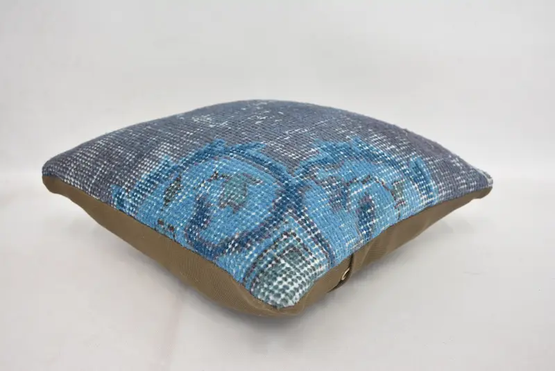 12x12 Blue Pillow Case, Pillow Case, Kilim Pillow, Pillow for Couch, Throw Kilim Pillow, Handmade Rug Seat Pillow Case - 6