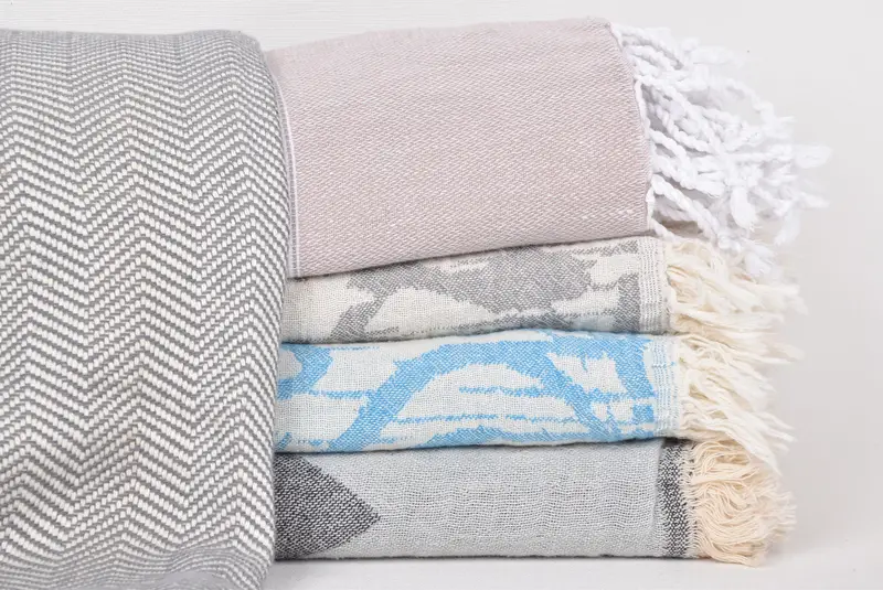 Monogram Blanket, Engagement Gift, Woven Throw Blanket, Gift For Wedding Day, Oversized Beach Towel, Housewarming Gift, 80x60 Cotton Set of 5 Towel - 1