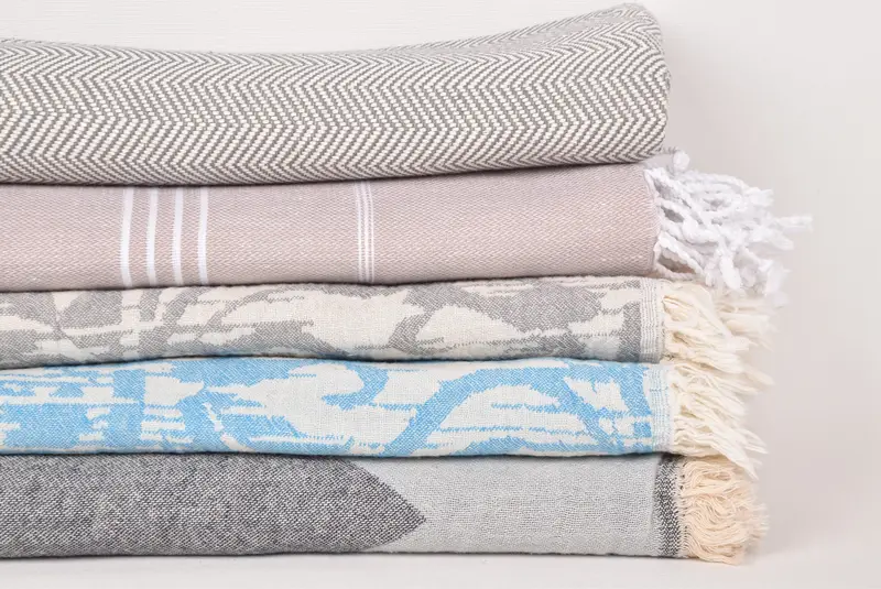 Monogram Blanket, Engagement Gift, Woven Throw Blanket, Gift For Wedding Day, Oversized Beach Towel, Housewarming Gift, 80x60 Cotton Set of 5 Towel - 3