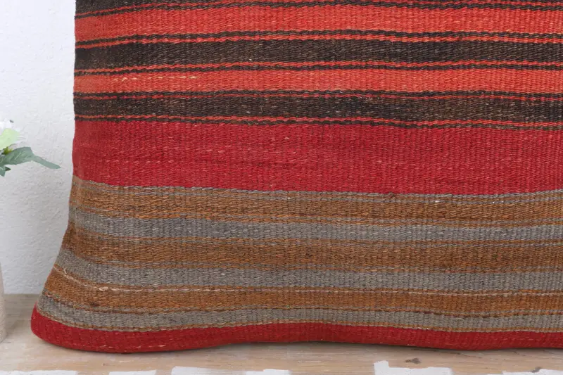 Custom Cushion Cover, Vintage Kilim Pillow, Turkish Kilim Pillow, 24x24 Red Pillow Case, Turkish Pillow, Cushion Case, Garden Cushion Case - 3