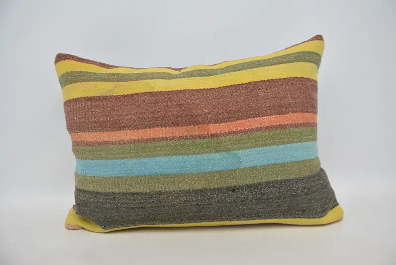 20x28 Green Pillow Sham, Antique Pillows, Vintage Kilim Throw Pillow, Bolster Pillow, Boho Pillow Sham Cover, Muted Cushion, Pillow Cover - 1