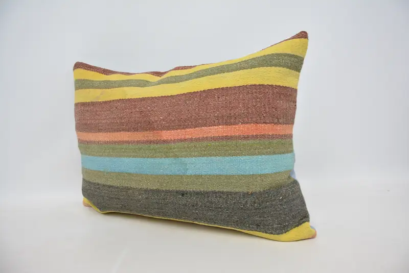 20x28 Green Pillow Sham, Antique Pillows, Vintage Kilim Throw Pillow, Bolster Pillow, Boho Pillow Sham Cover, Muted Cushion, Pillow Cover - 4