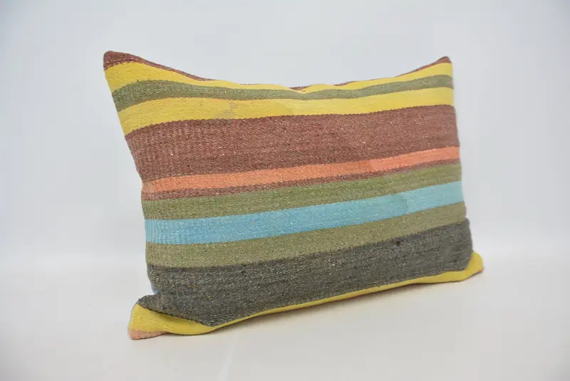 20x28 Green Pillow Sham, Antique Pillows, Vintage Kilim Throw Pillow, Bolster Pillow, Boho Pillow Sham Cover, Muted Cushion, Pillow Cover - 3