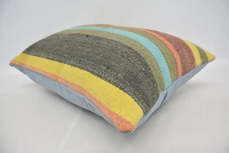 20x28 Green Pillow Sham, Antique Pillows, Vintage Kilim Throw Pillow, Bolster Pillow, Boho Pillow Sham Cover, Muted Cushion, Pillow Cover - 6