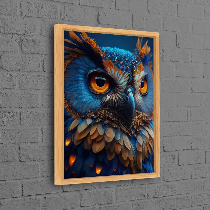 Modern Blue Owl Lover Canvas Print - Trendy Wall Art