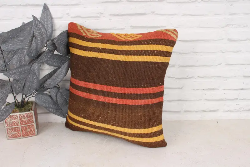 Antique Pillows, Sofa Pillow Case, 18x18 Brown Pillow Sham, Turkish Bench Cushion, Gift Pillow, Bohemian Cushion Pillow, Pillow Sham, Turkish Pillow - 4