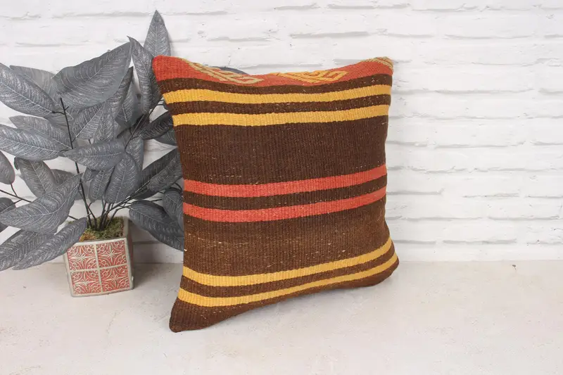 Antique Pillows, Sofa Pillow Case, 18x18 Brown Pillow Sham, Turkish Bench Cushion, Gift Pillow, Bohemian Cushion Pillow, Pillow Sham, Turkish Pillow - 3