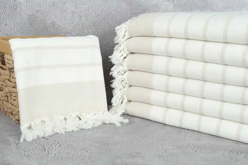 68x39 Cotton Striped Towel, Bride Gift, Wedding Towel, Bridesmaid Gifts, Gifts For Him, Luxury Turkish beach towel with fringe, Beach Towel Bulk - 3