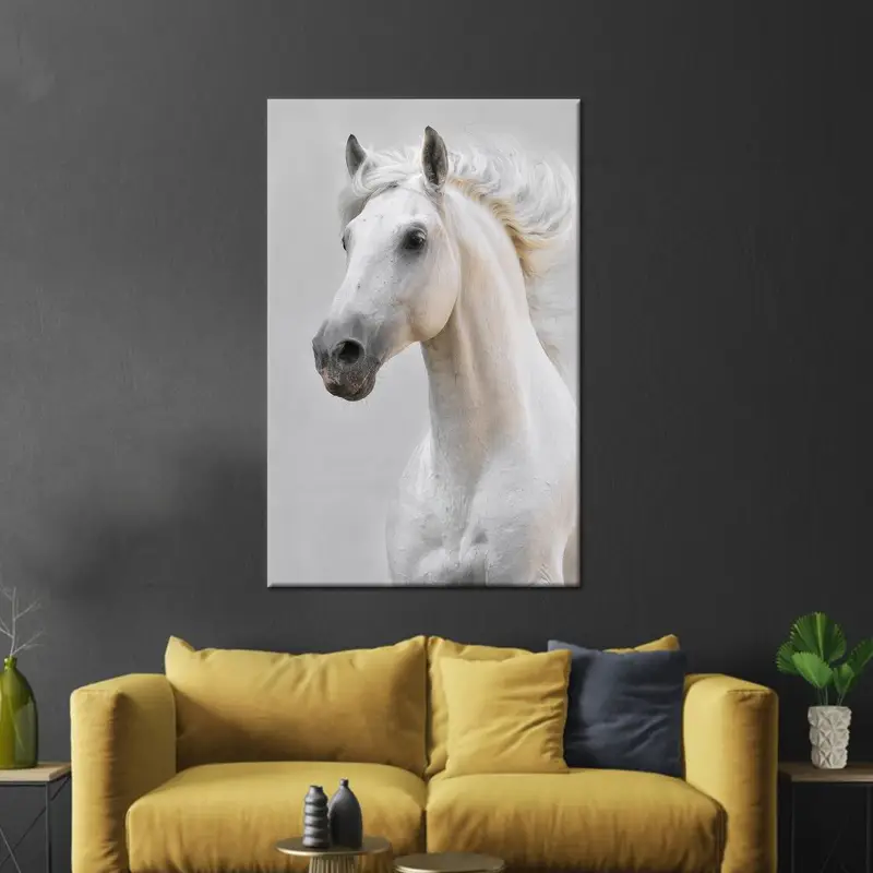 Horse Wall Art, White Horse Canvas, Gift for Horse Lover, Animal Wall Decor, Running Horse Art, Home Decor Wall Art, Canvas Art Decor - 2