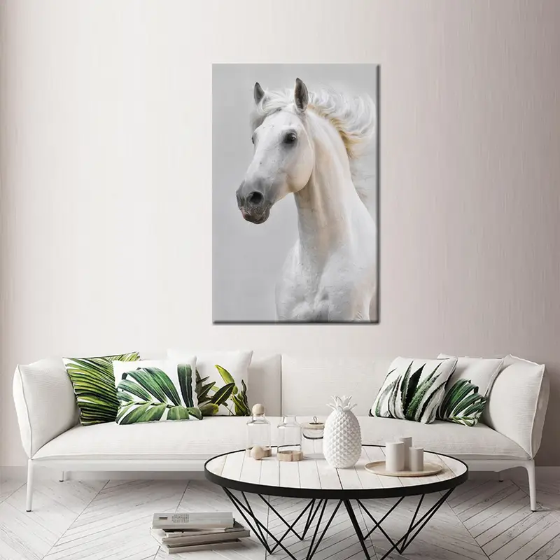 Horse Wall Art, White Horse Canvas, Gift for Horse Lover, Animal Wall Decor, Running Horse Art, Home Decor Wall Art, Canvas Art Decor - 3
