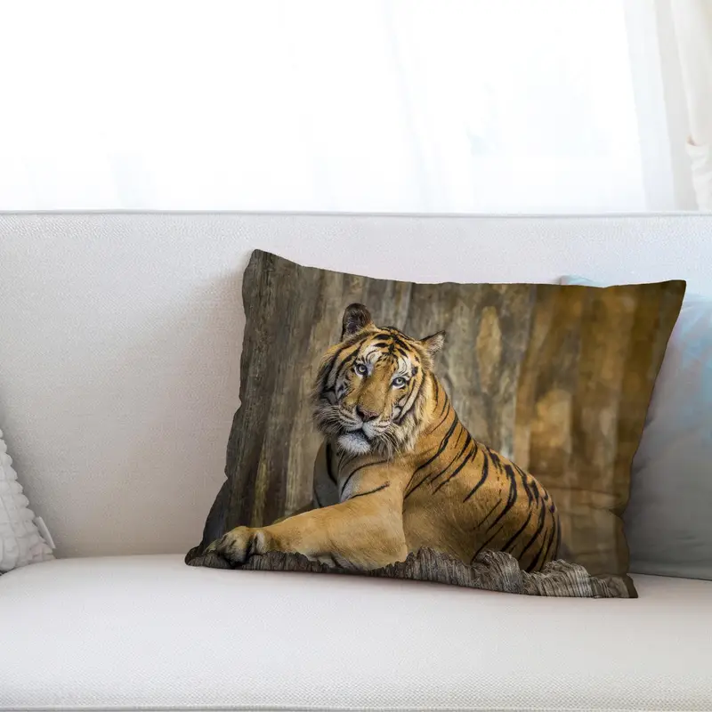 Tiger-Druck-Komfortkissen, Wildtier-Akzent für modernes Loft