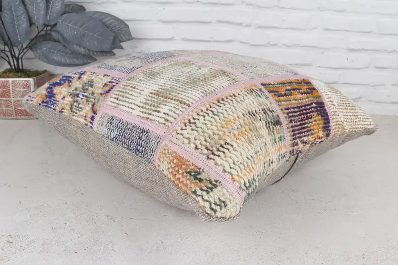 Neutral Throw Pillow Sham, Pillow Cover, Vintage Pillow, 20x20 Blue Cushion Case, Lounge Throw Pillow Cover, Vintage Kilim Pillow, Pillow for Couch - 7