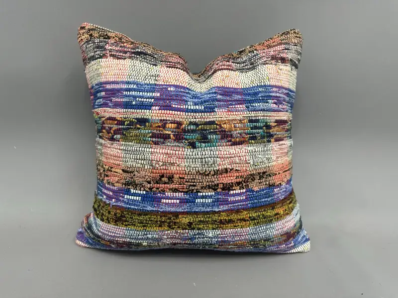 Decorative Cushion, Pillow Case, Gift Pillow, Handmade Cushion, 18x18 Purple Pillow Case, Handmade Kilim Cushion, Vintage Kilim Throw Pillow - 1