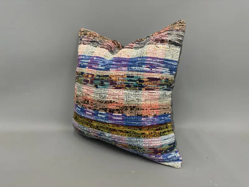 Decorative Cushion, Pillow Case, Gift Pillow, Handmade Cushion, 18x18 Purple Pillow Case, Handmade Kilim Cushion, Vintage Kilim Throw Pillow - 3