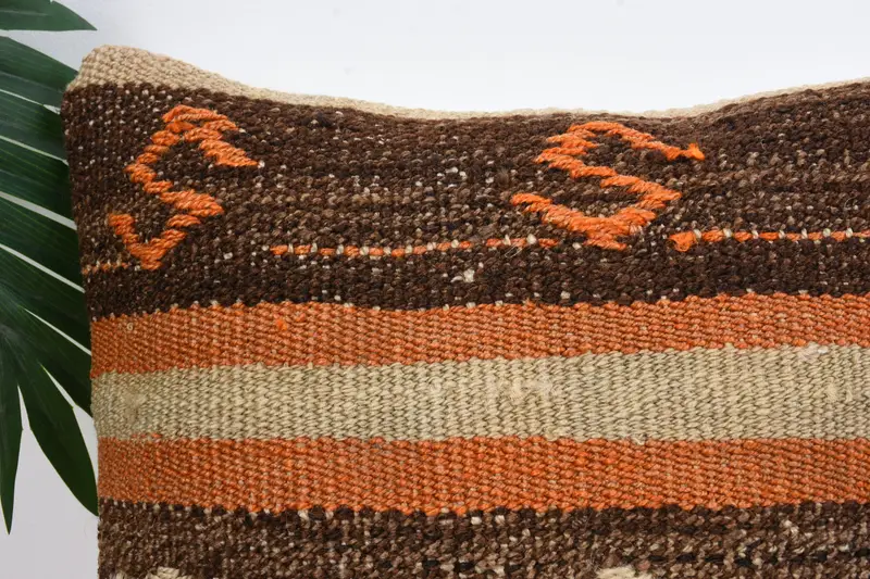 Cushion Case, Vintage Pillow, Turkish Rugs Pillow Cover, Pillow for Sofa, 12x12 Brown Cushion, Kilim Rug Pillow Case, Vintage Kilim Throw Pillow - 2