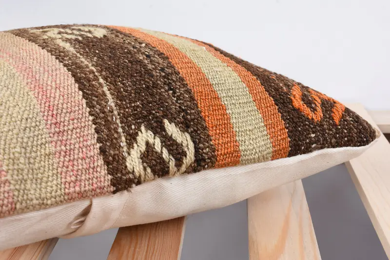 Cushion Case, Vintage Pillow, Turkish Rugs Pillow Cover, Pillow for Sofa, 12x12 Brown Cushion, Kilim Rug Pillow Case, Vintage Kilim Throw Pillow - 7