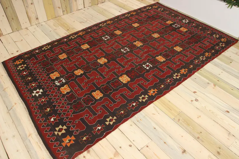 Alfombra grande vintage de 5,4x9,3 pies, alfombra turca, alfombra Oushak Red Ombré - 1