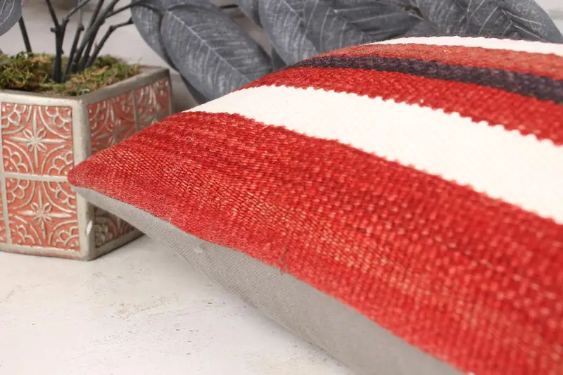 Outdoor Pillow, Boho Pillow, 12x24 Red Pillow Cover, Retro Pillow, Pillow for Sofa, Cushion Cover, Boho Throw Pillow, Ethnical Kilim Rug Pillow - 7