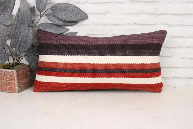 Outdoor Pillow, Boho Pillow, 12x24 Red Pillow Cover, Retro Pillow, Pillow for Sofa, Cushion Cover, Boho Throw Pillow, Ethnical Kilim Rug Pillow - 1