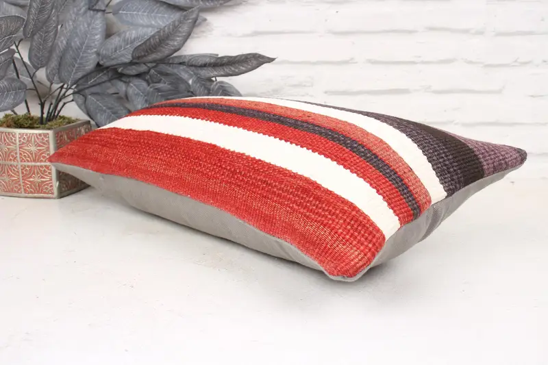 Outdoor Pillow, Boho Pillow, 12x24 Red Pillow Cover, Retro Pillow, Pillow for Sofa, Cushion Cover, Boho Throw Pillow, Ethnical Kilim Rug Pillow - 6