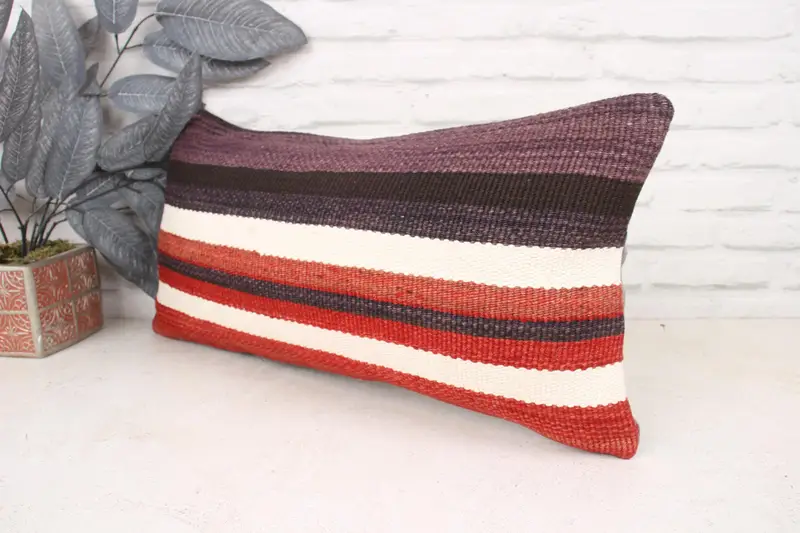 Outdoor Pillow, Boho Pillow, 12x24 Red Pillow Cover, Retro Pillow, Pillow for Sofa, Cushion Cover, Boho Throw Pillow, Ethnical Kilim Rug Pillow - 4