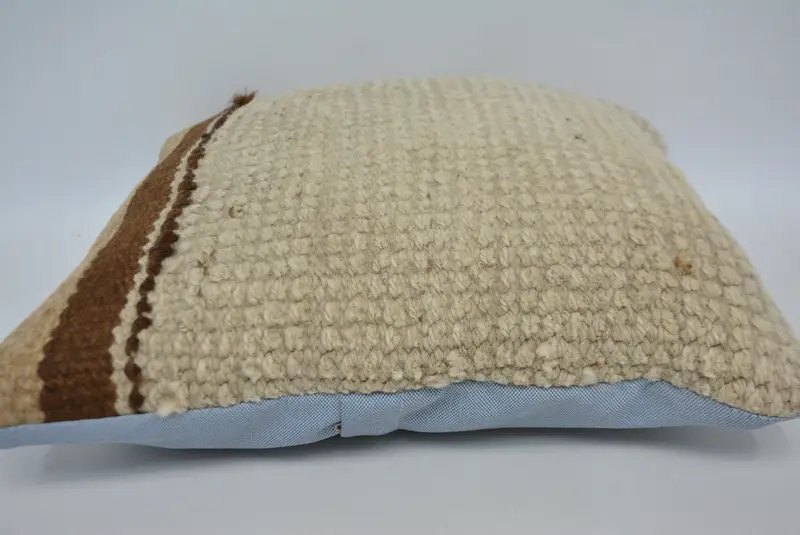 Turkish Kilim Pillow, 16x16 Beige Pillow Cover, Boho Pillow Sham Cover, Pillow Cover, Couch Pillow Sham, Kilim Pillow Cover - 5