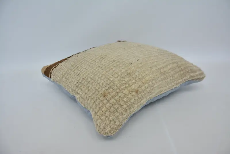 Turkish Kilim Pillow, 16x16 Beige Pillow Cover, Boho Pillow Sham Cover, Pillow Cover, Couch Pillow Sham, Kilim Pillow Cover - 6