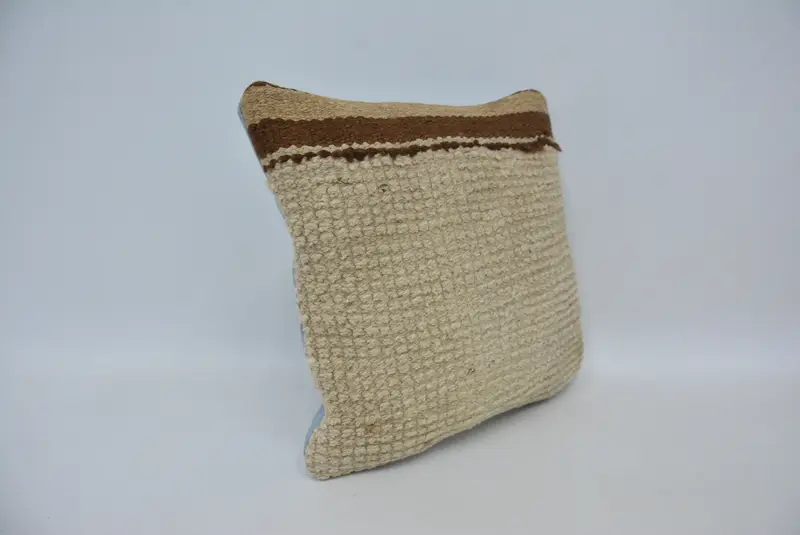 Turkish Kilim Pillow, 16x16 Beige Pillow Cover, Boho Pillow Sham Cover, Pillow Cover, Couch Pillow Sham, Kilim Pillow Cover - 3