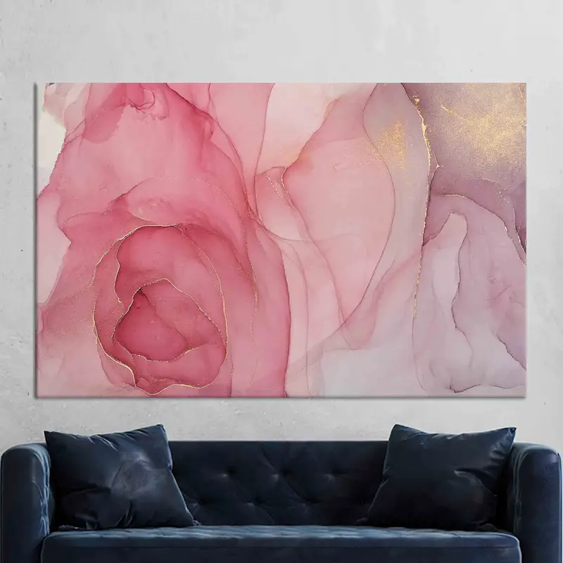 Elegant Pink & Gold Marble Printed Canvas - Contemporary Luxury