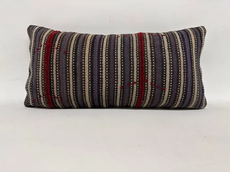 Cushion Cover, Boho Pillow, Turkish Kilim Pillow, Pastel Pillow Sham, Pattern Throw Pillow Sham, Kilim Cushion Sham, 12x24 Blue Pillow Case - 1