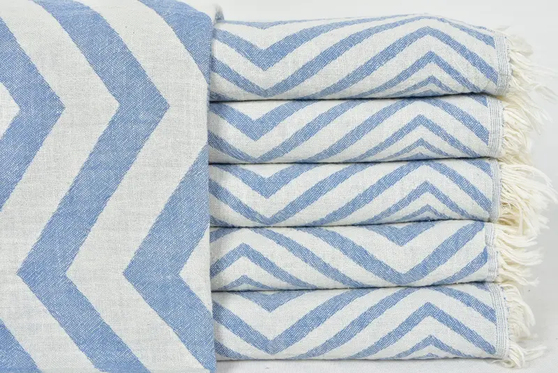 Bridesmaid Gift, Handwoven organic Turkish towel for spa, Soft towel, 70x40 Cotton Zigzag Design Towel, Anniversary Gift For Her, Handmade Gift - 1