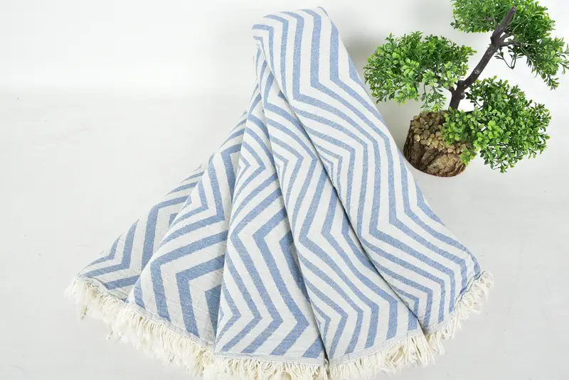 Bridesmaid Gift, Handwoven organic Turkish towel for spa, Soft towel, 70x40 Cotton Zigzag Design Towel, Anniversary Gift For Her, Handmade Gift - 4