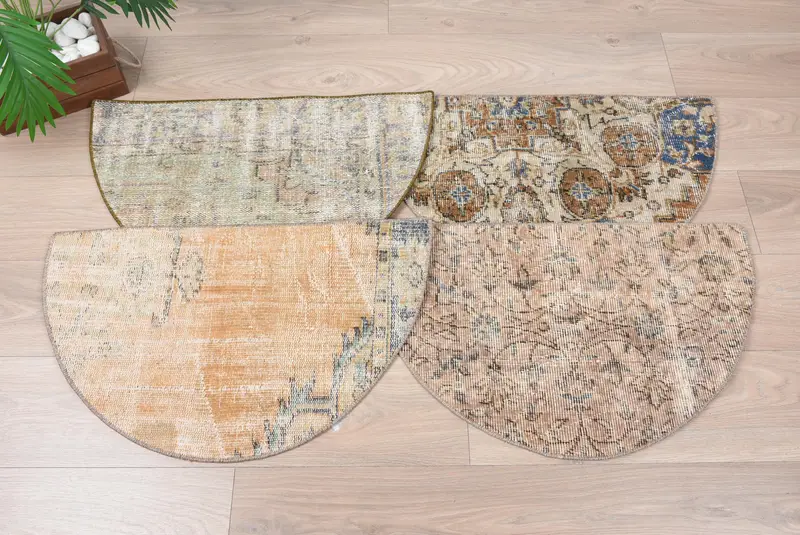 Alfombra kilim vintage ecológica, felpudo para espacios pequeños de 18x30 pulgadas