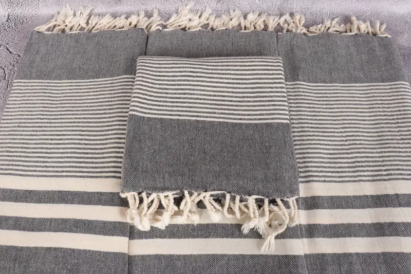 Hammam havlu, onun için yıldönümü hediyesi, aile hediye sepeti, işlemeli Türk havlu, banyo havlu, 70x40 pamuklu çizgili havlu, hızlı kuru peshtemal - 4