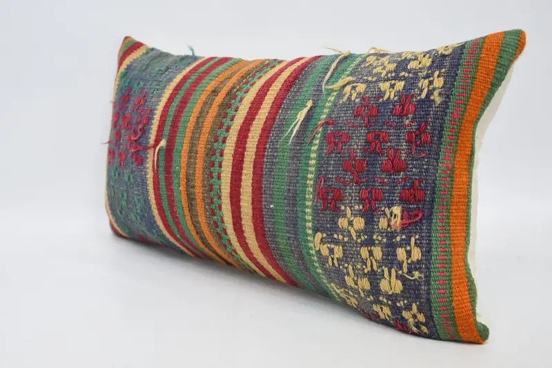 Home Decor Pillow, Handmade Kilim Cushion, Wholesale Cushion Cover, 12x24 Blue Pillow Sham, Boho Pillow, Meditation Pillow, Cushion - 4