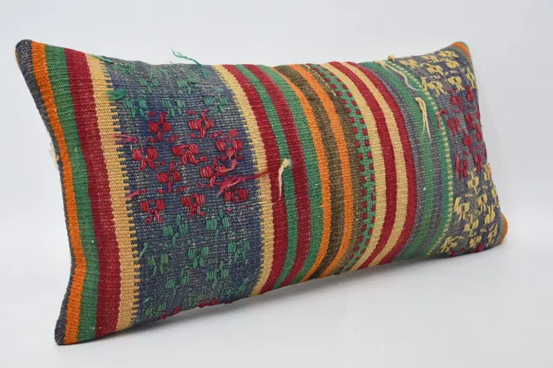 Home Decor Pillow, Handmade Kilim Cushion, Wholesale Cushion Cover, 12x24 Blue Pillow Sham, Boho Pillow, Meditation Pillow, Cushion - 3